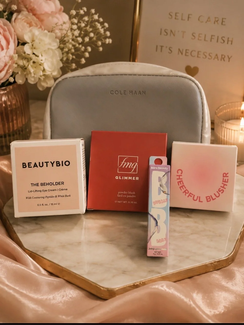 Cole Haan Light Gray Makeup Pouch BeauTEA Bundle (5fer)